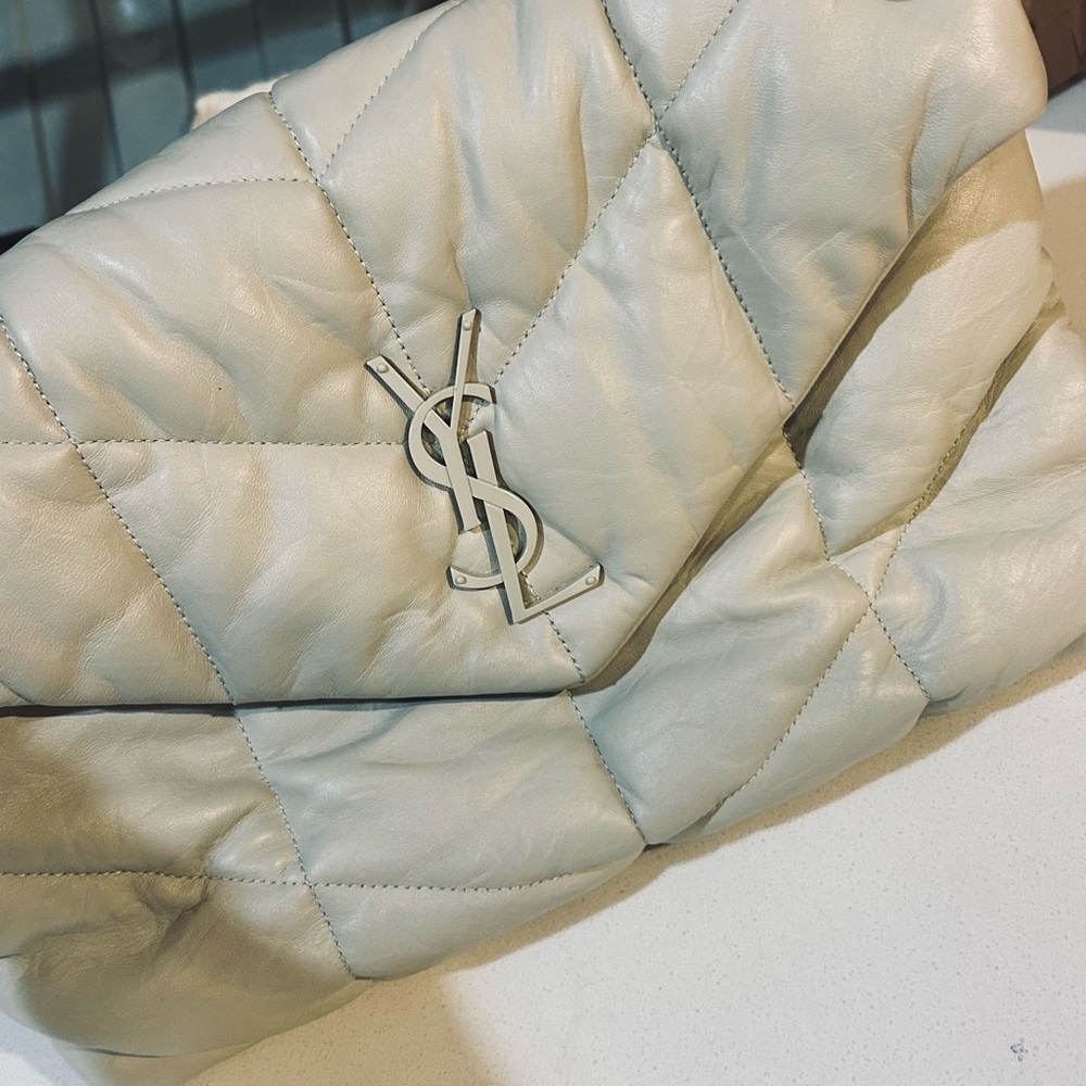 Yves Saint Laurent Cream Quilted Clutch